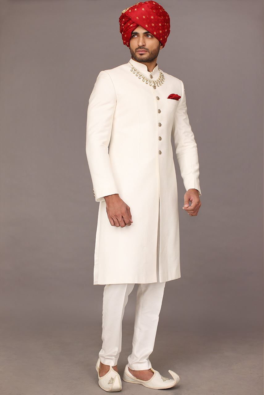 WHITE PLAIN SHERWANI