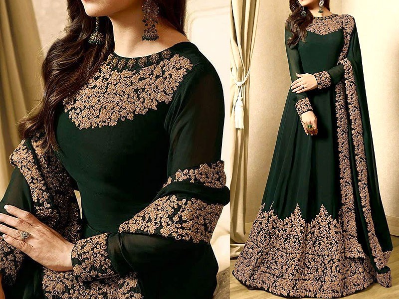 indian embroidered chiffon maxi dress INDIAN MAXI CHIFFON EMBROIDERED UNSTITCHED 3PC – ANGAN