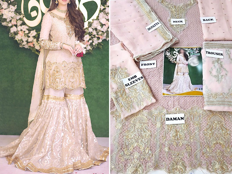 Heavy Embroidered Chiffon Bridal Dress