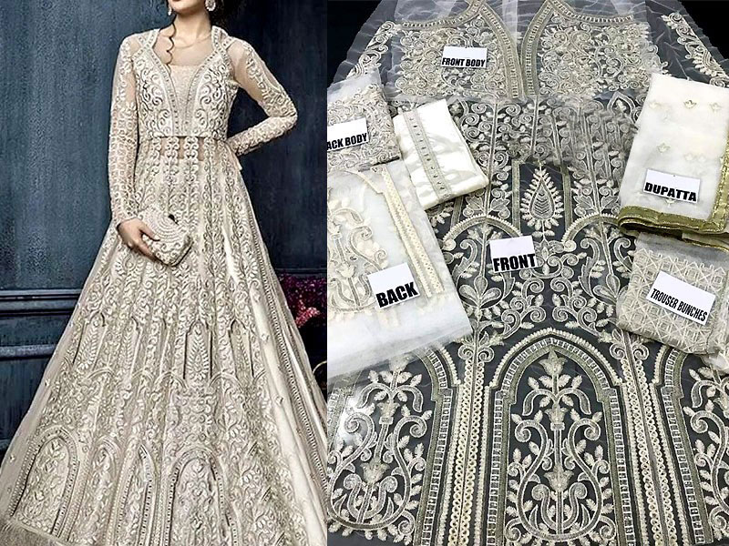 Heavy Embroidered Net Bridal Maxi Dress